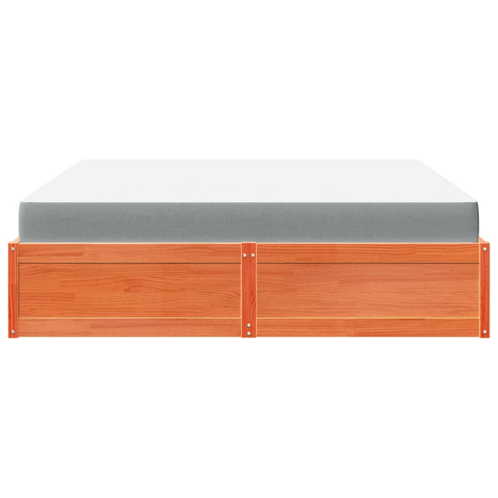 Letto Con Materasso Marrone Cera 180x200cm Legno Massello Pino - Image 4