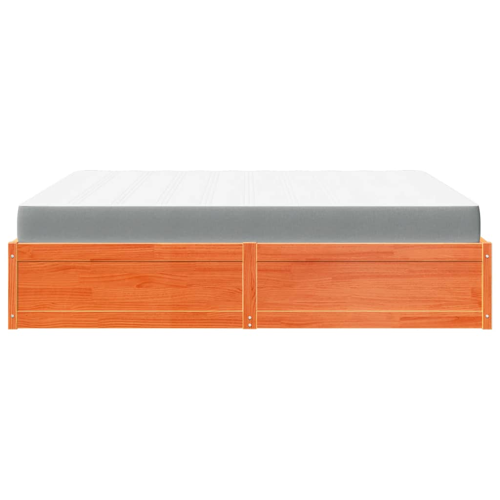 Letto Con Materasso Marrone Cera 180x200cm Legno Massello Pino - Image 5