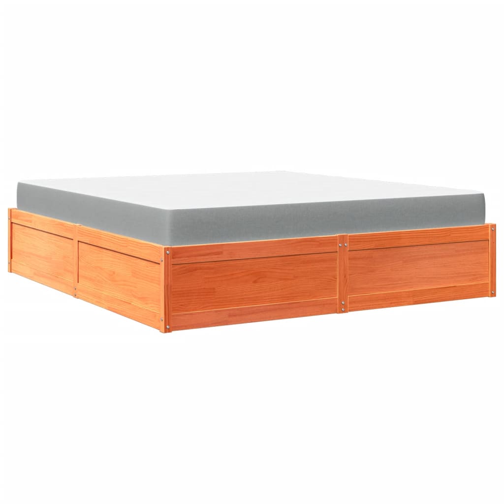 Letto Con Materasso Marrone Cera 180x200cm Legno Massello Pino - Image 6