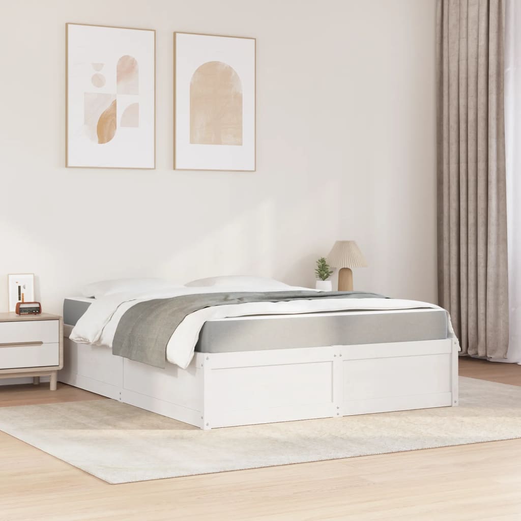 Letto Con Materasso Bianco 160x200 Cm In Legno Massello Di Pino - Image 3