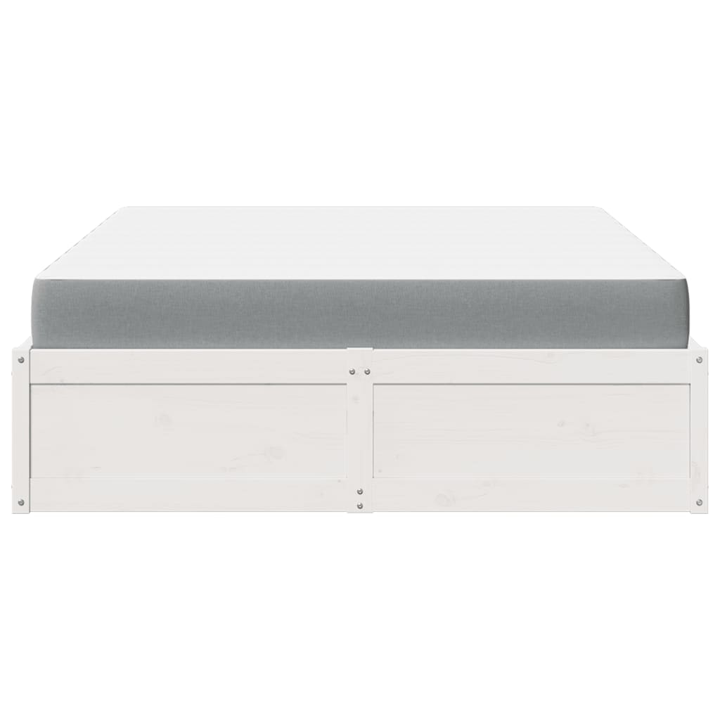 Letto Con Materasso Bianco 160x200 Cm In Legno Massello Di Pino - Image 4