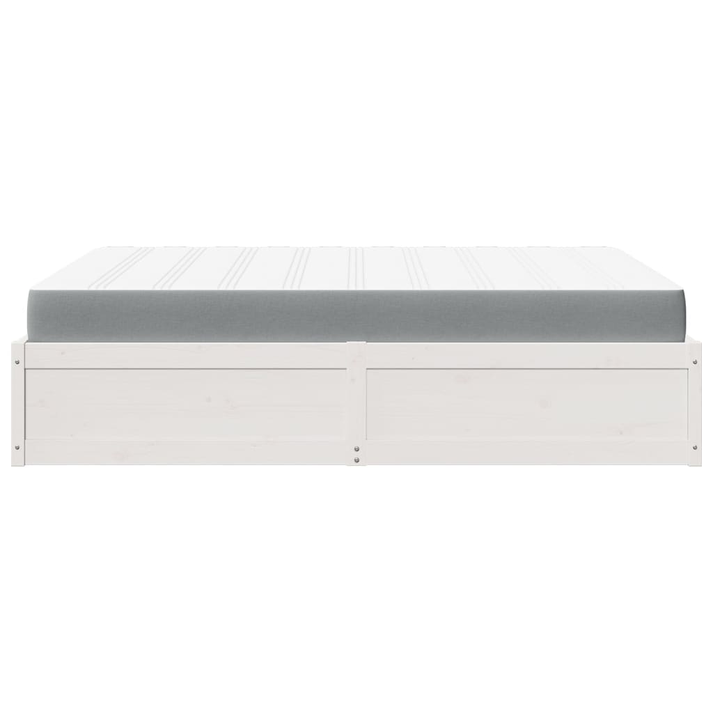 Letto Con Materasso Bianco 160x200 Cm In Legno Massello Di Pino - Image 5