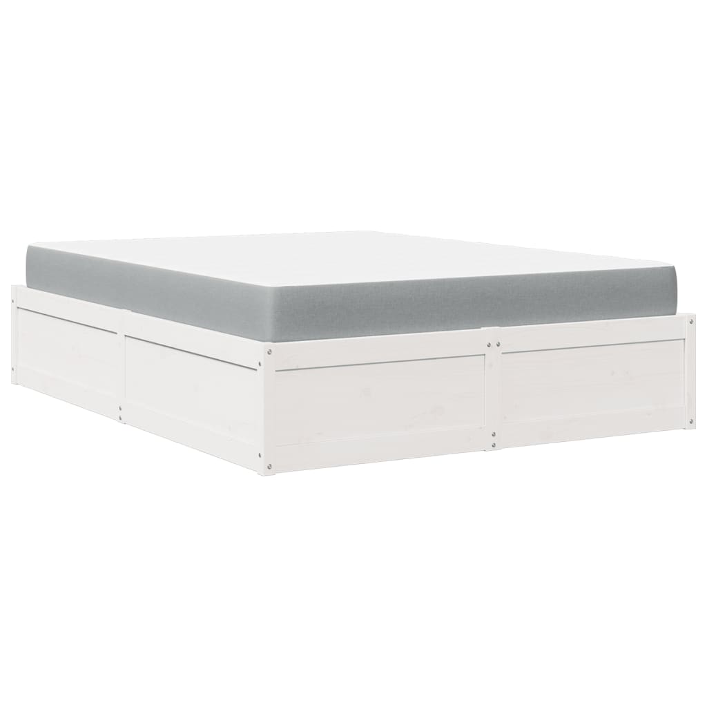 Letto Con Materasso Bianco 160x200 Cm In Legno Massello Di Pino - Image 6