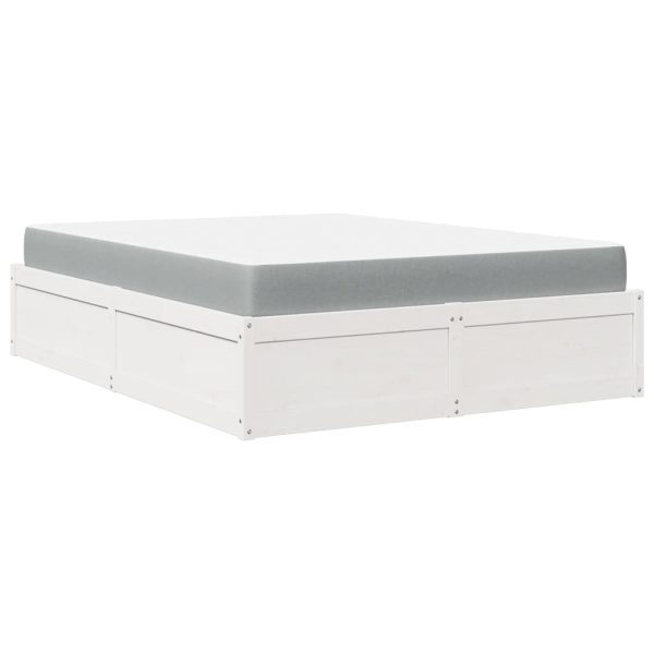 Letto Con Materasso Bianco 140x200 Cm In Legno Massello Di Pino - Image 2