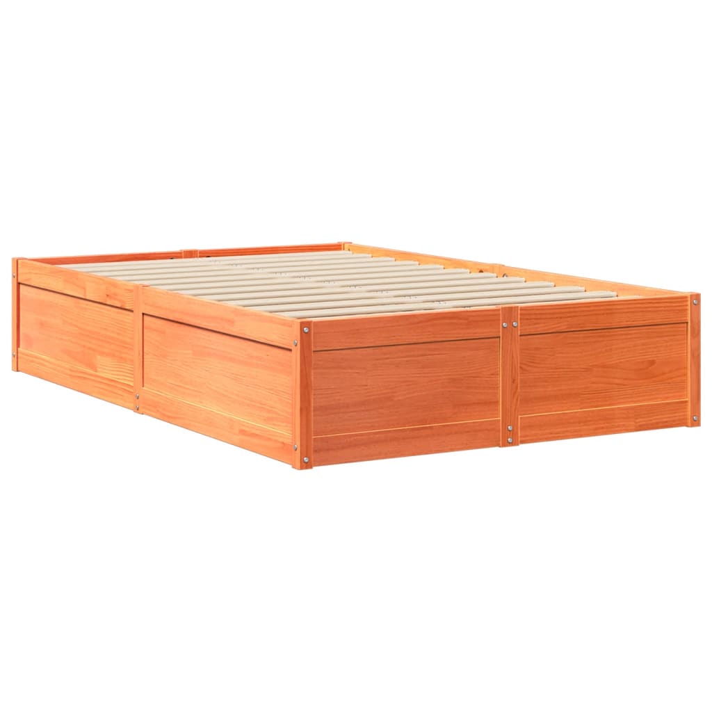 Letto Con Materasso Marrone Cera 120x200cm Legno Massello Pino - Image 5