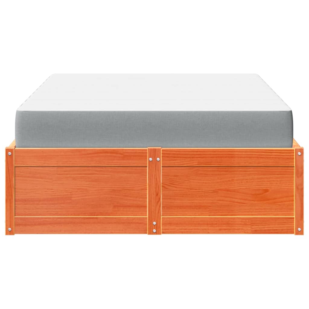 Letto Con Materasso Marrone Cera 120x200cm Legno Massello Pino - Image 6