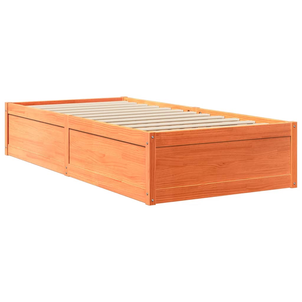 Letto Con Materasso Marrone Cera 100x200cm Legno Massello Pino - Image 6