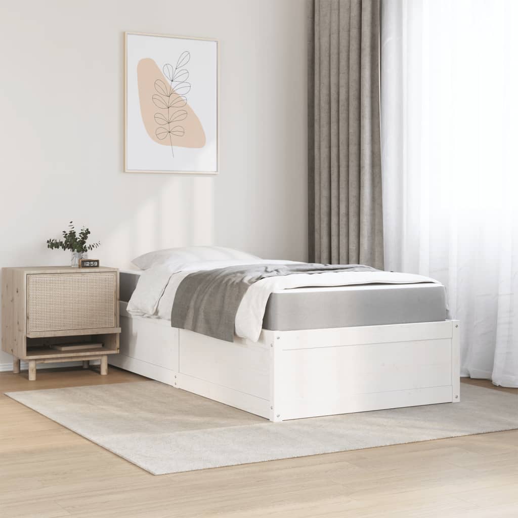 Letto Con Materasso Bianco 90x200 Cm In Legno Massello Di Pino - Image 3