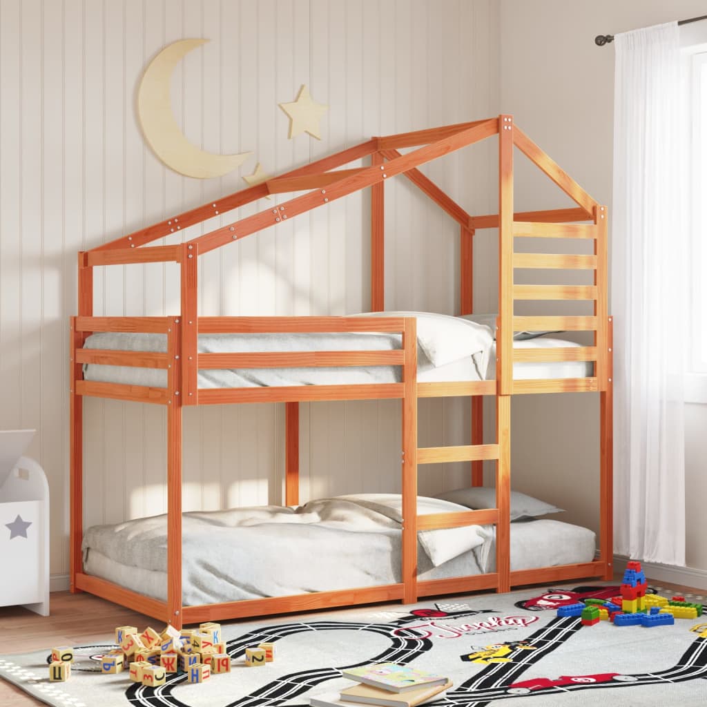 Letto A Castello Con Tetto Cera 80x200 Cm Legno Massello Pino