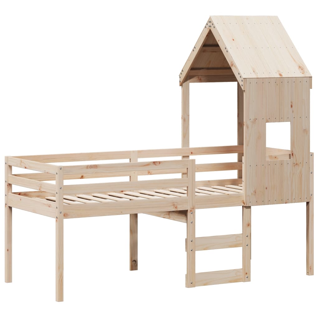 Letto A Soppalco Con Tetto 80x200 Cm In Legno Di Pino - Image 3