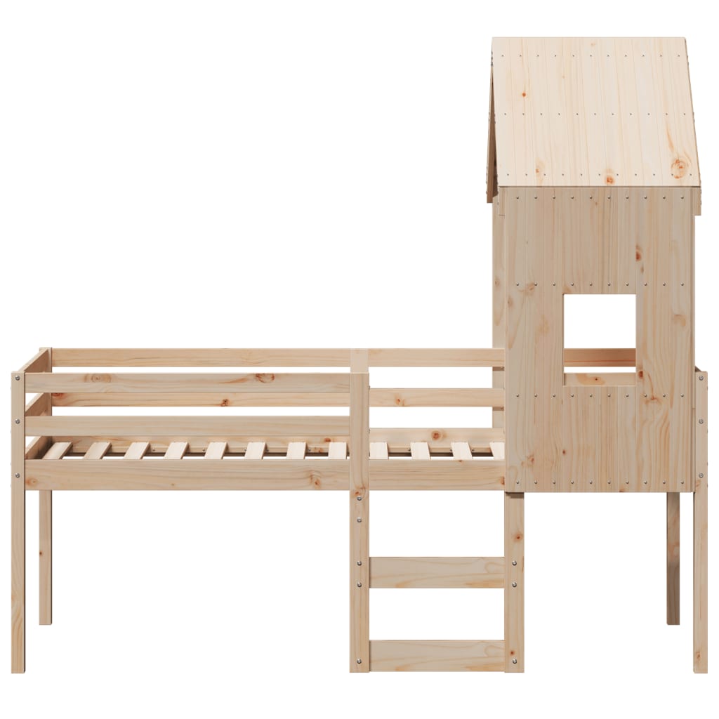 Letto A Soppalco Con Tetto 80x200 Cm In Legno Di Pino - Image 4