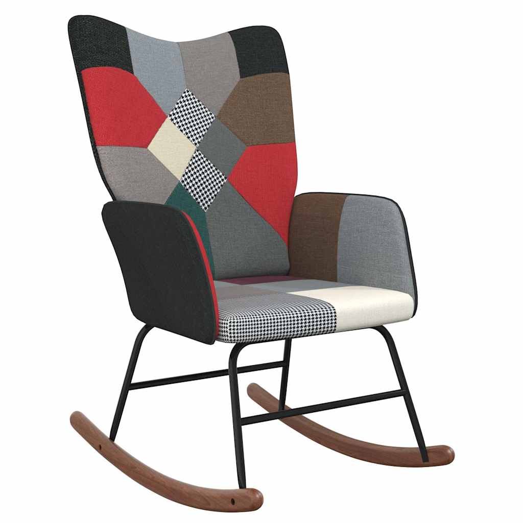 Sedia A Dondolo In Tessuto Patchwork