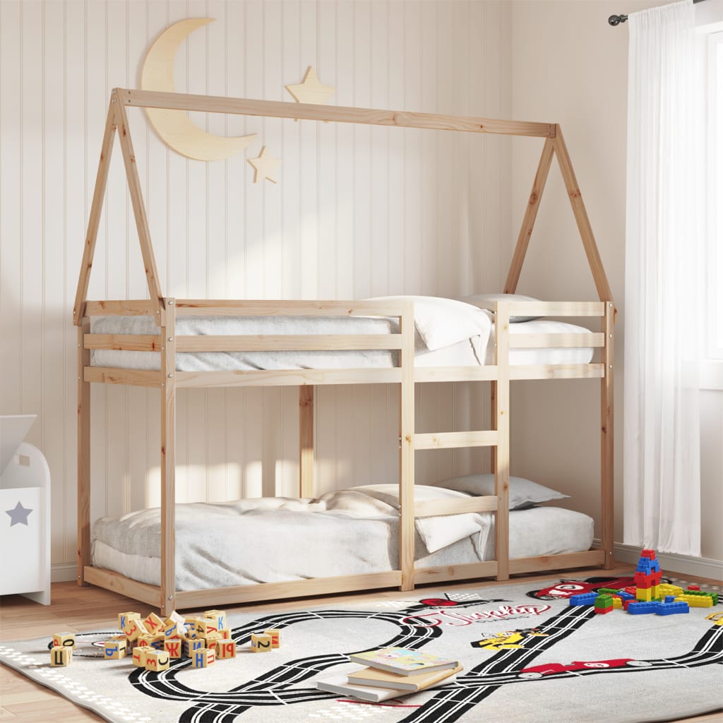 Letto A Castello Con Tetto 75x190 Cm In Legno Massello Di Pino