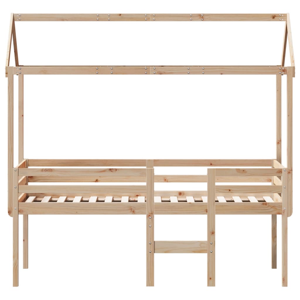 Letto A Soppalco Con Tetto 75x190 Cm In Legno Massello Di Pino - Image 4
