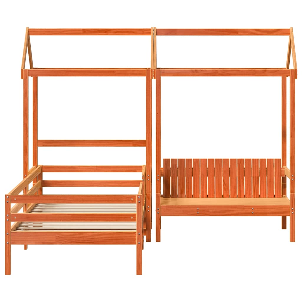 Giroletto Con Panca E Tetto Marrone Cera 75x190cm Massello Pino - Image 6