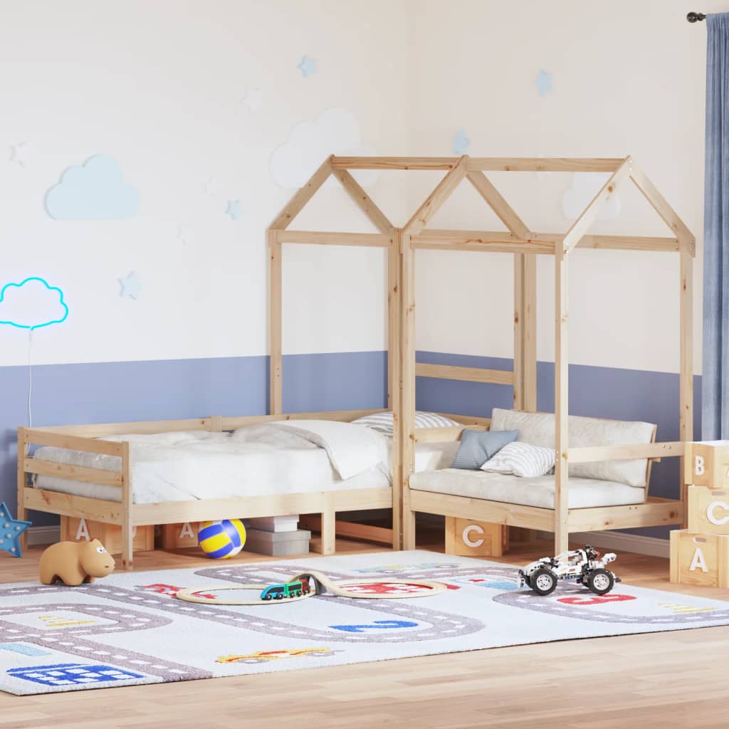 Set Dormeuse E Panca Con Tetto 90x200cm Legno Massello Di Pino