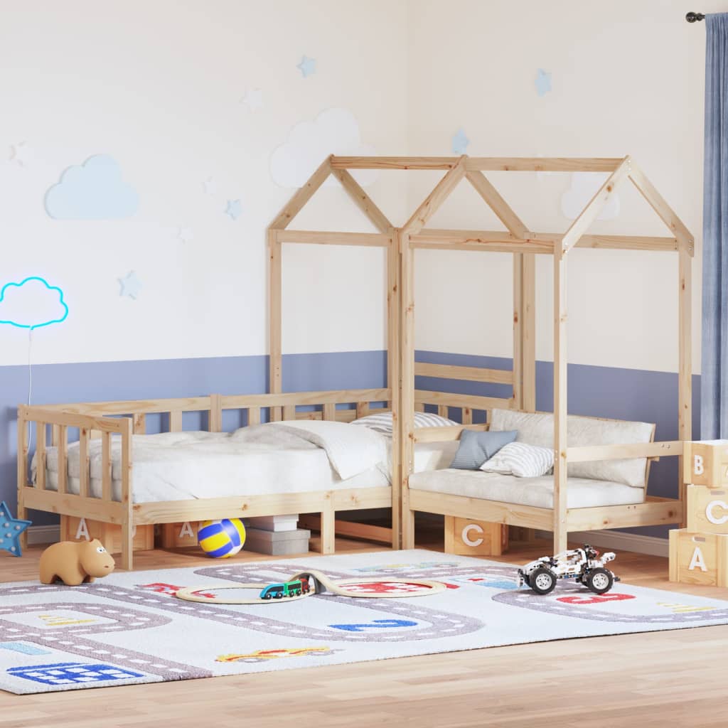Set Dormeuse E Panca Con Tetto 90x200cm Legno Massello Di Pino