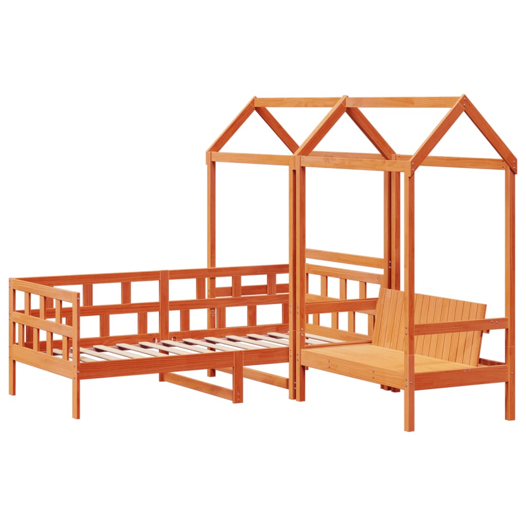 Set Dormeuse Con Tetto Marrone Cera 80x200 Cm Massello Pino - Image 3