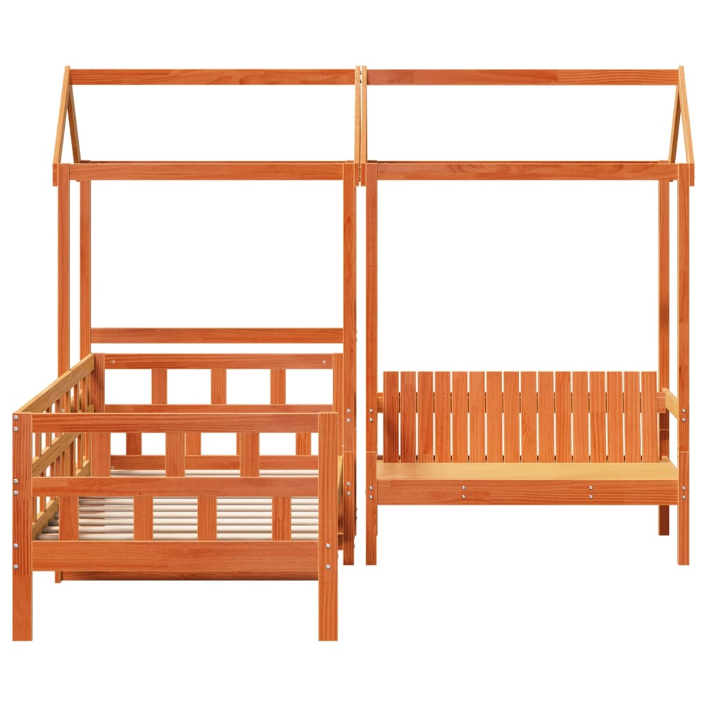 Set Dormeuse Con Tetto Marrone Cera 80x200 Cm Massello Pino - Image 4