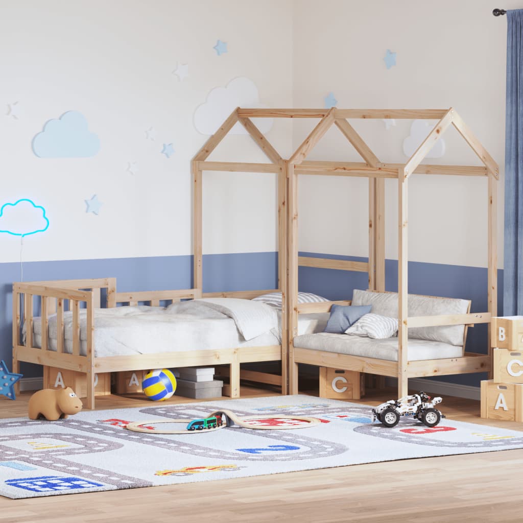 Set Dormeuse E Panca Con Tetto 90x200cm Legno Massello Di Pino