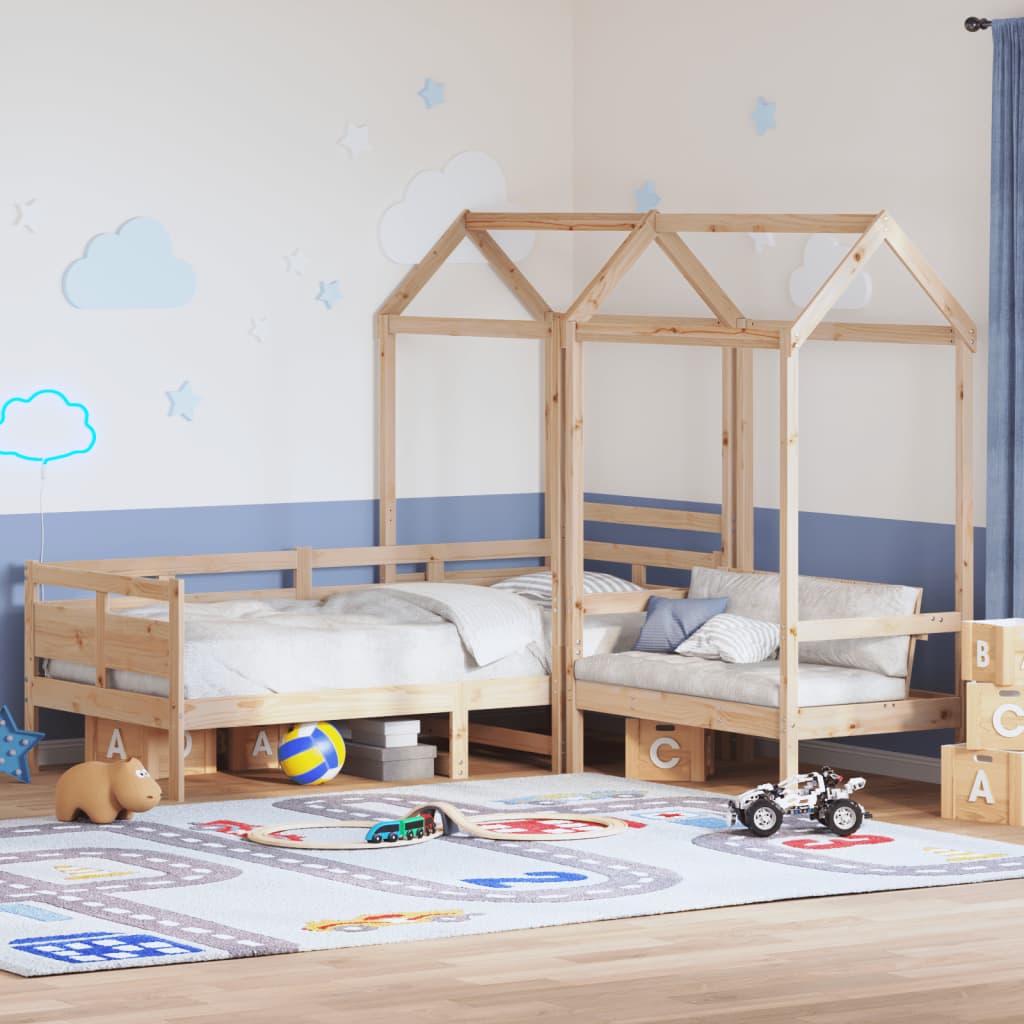 Set Dormeuse E Panca Con Tetto 90x200cm Legno Massello Di Pino
