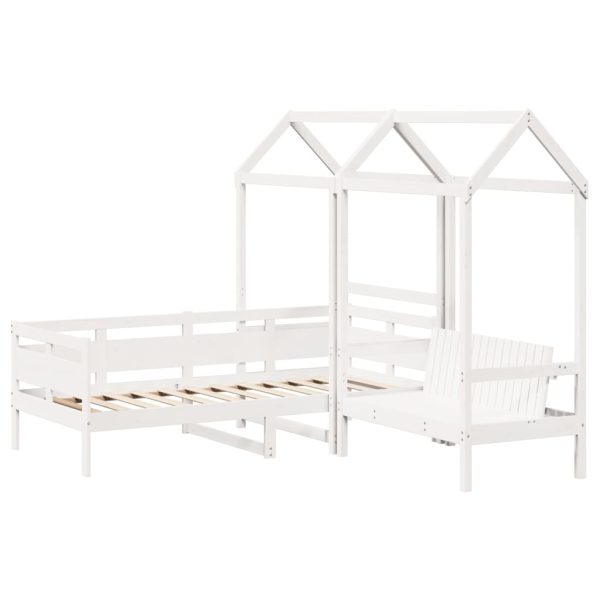 Set Dormeuse E Panca Con Tetto Bianco 80x200cm Massello Pino - Image 3