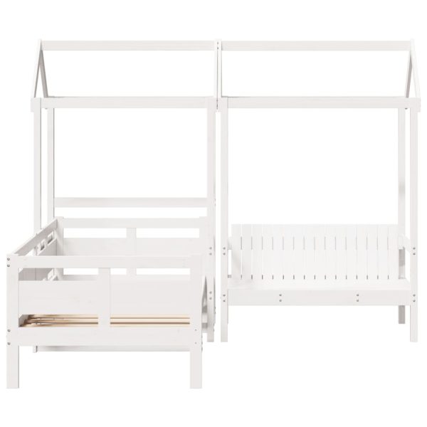 Set Dormeuse E Panca Con Tetto Bianco 80x200cm Massello Pino - Image 4