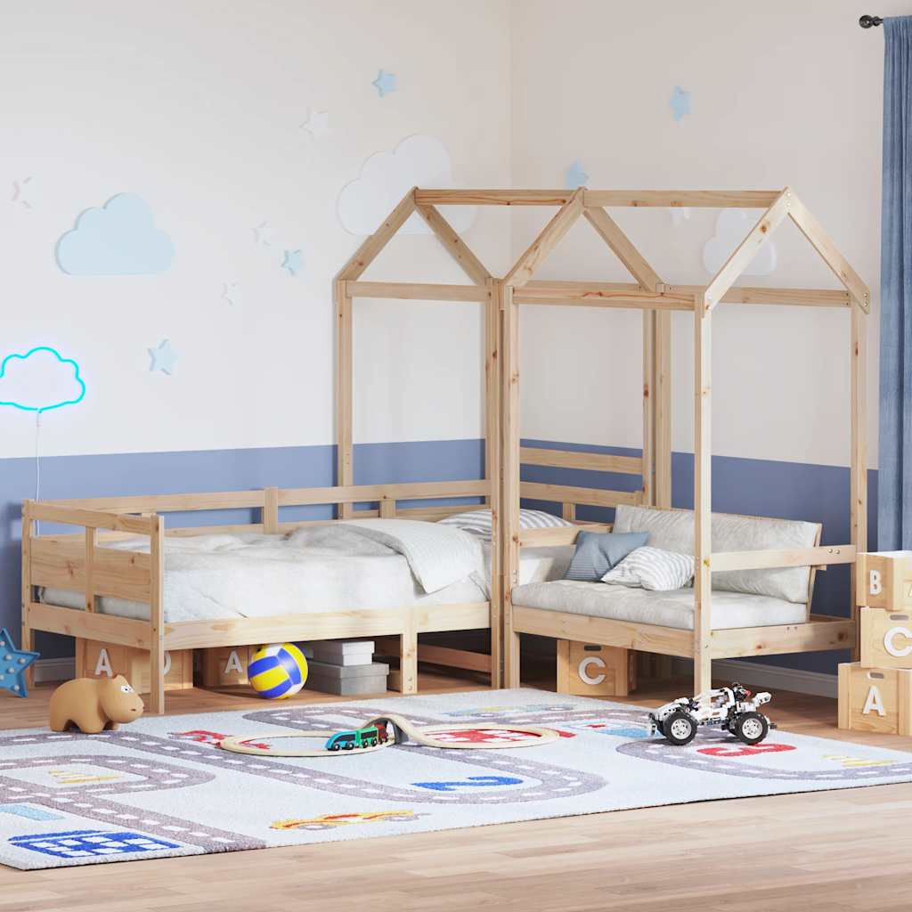 Set Dormeuse E Panca Con Tetto 90x190cm Legno Massello Di Pino