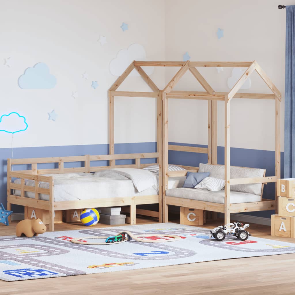Set Dormeuse E Panca Con Tetto 90x200cm Legno Massello Di Pino