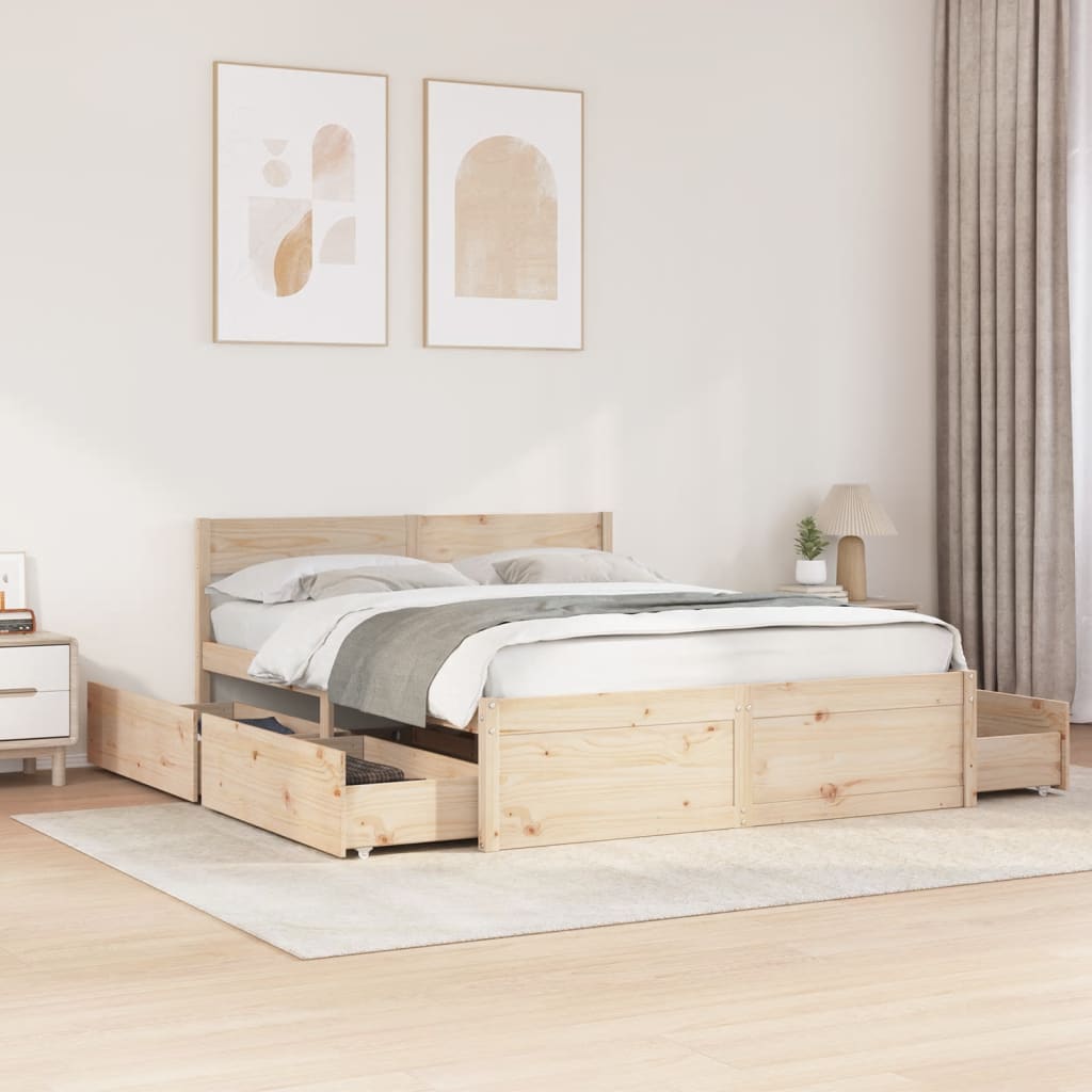 Letto Senza Materasso 160x200 Cm In Legno Massello Di Pino