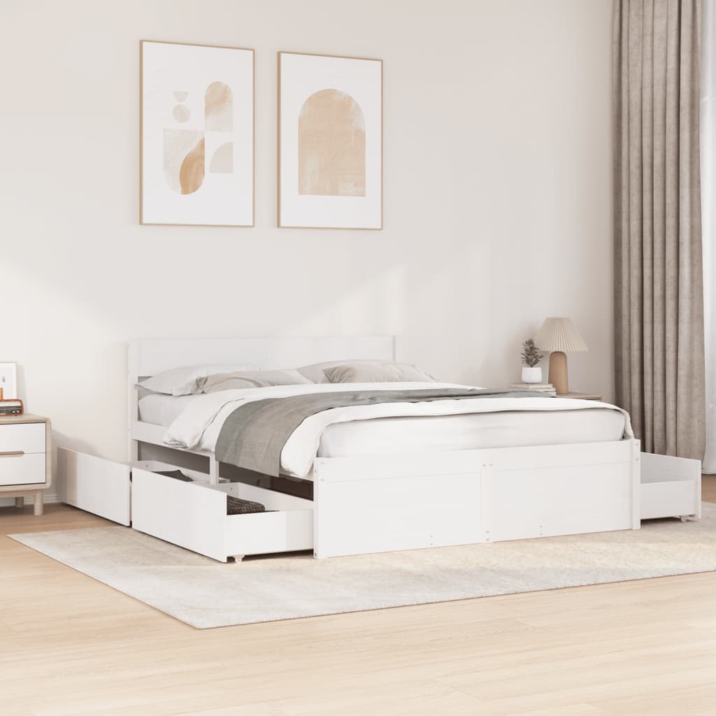 Letto Senza Materasso Bianco 160x200 Cm Legno Massello Di Pino