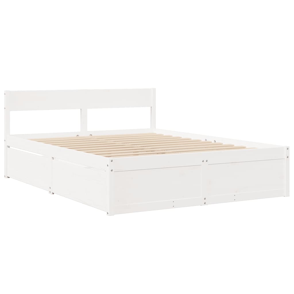 Letto Senza Materasso Bianco 160x200 Cm Legno Massello Di Pino - Image 3