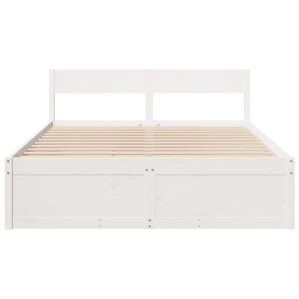 Letto Senza Materasso Bianco 160x200 Cm Legno Massello Di Pino - Image 4