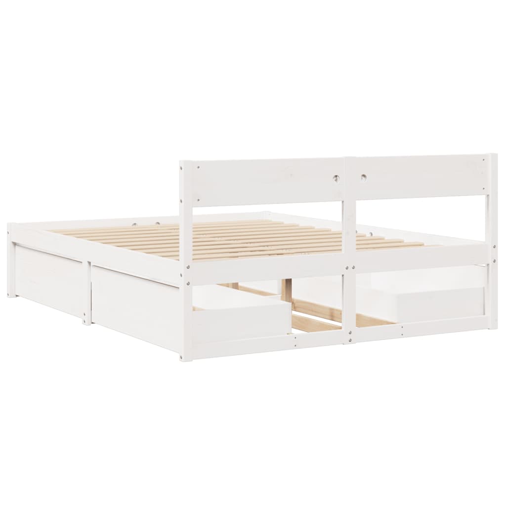 Letto Senza Materasso Bianco 160x200 Cm Legno Massello Di Pino - Image 6