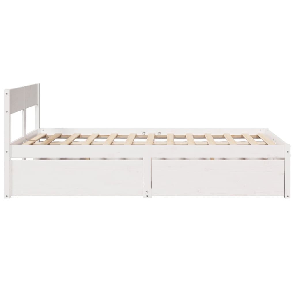 Letto Senza Materasso Bianco 140x190 Cm Legno Massello Di Pino - Image 5