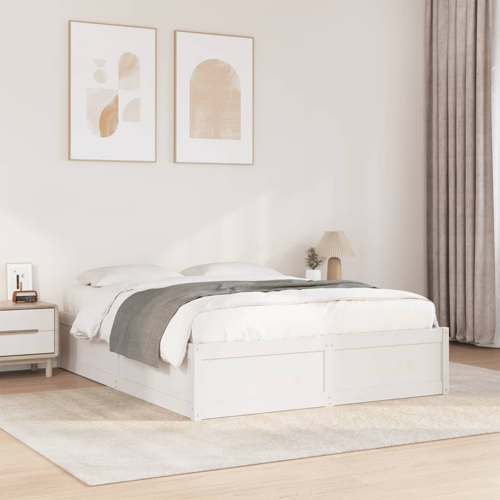 Letto Senza Materasso Bianco 160x200 Cm Legno Massello Di Pino