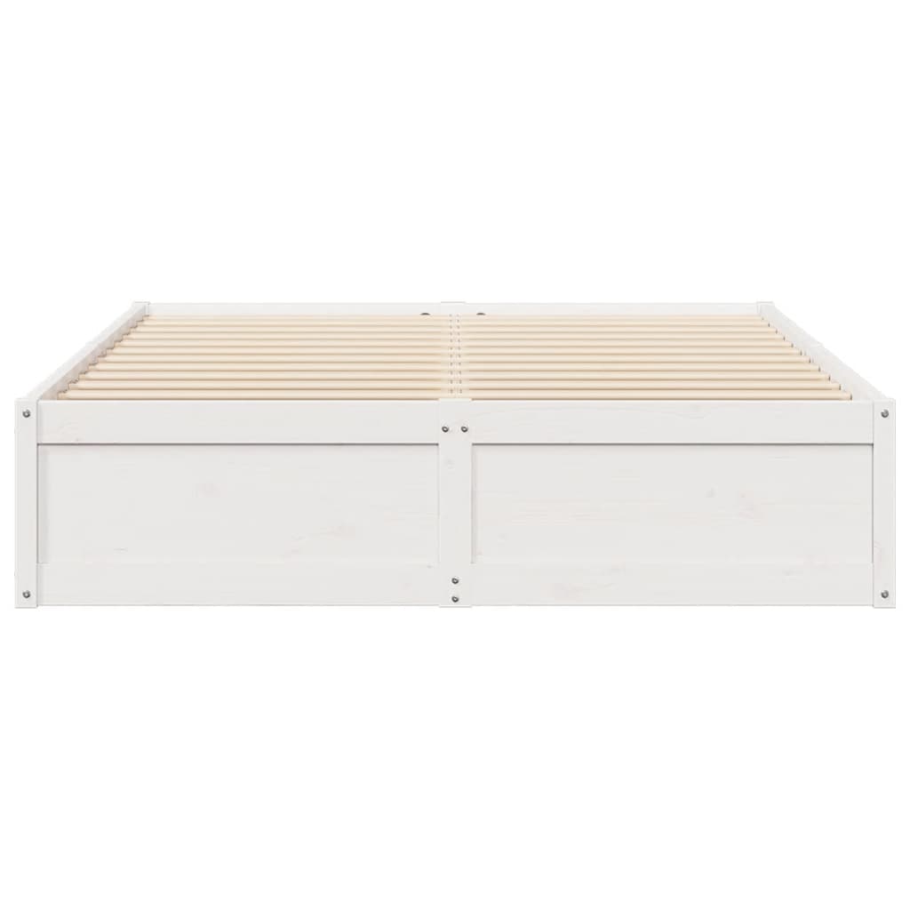 Letto Senza Materasso Bianco 160x200 Cm Legno Massello Di Pino - Image 4