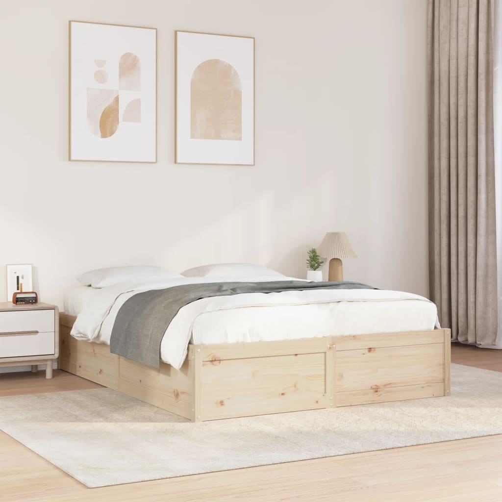 Letto Senza Materasso 140x190 Cm In Legno Massello Di Pino