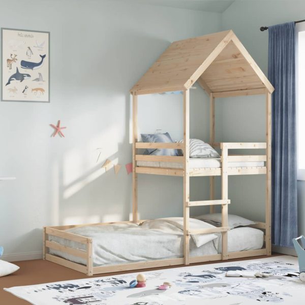 Letto A Castello Senza Materasso 90x200cm Massello Pino