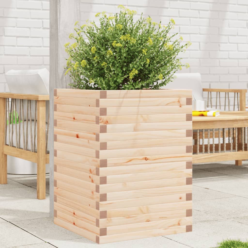 Fioriera Da Giardino 50x50x68,5 Cm In Legno Massello Di Pino