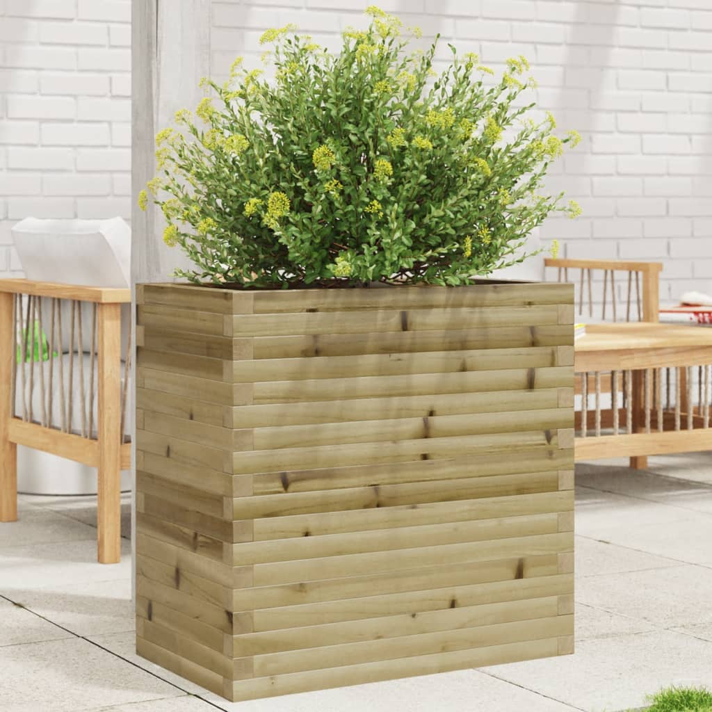 Fioriera Da Giardino 70x40x68,5 Cm In Legno Di Pino Impregnato