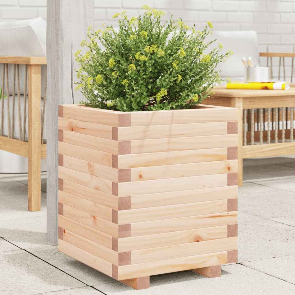 Fioriera Da Giardino 40x40x49,5 Cm In Legno Massello Di Pino