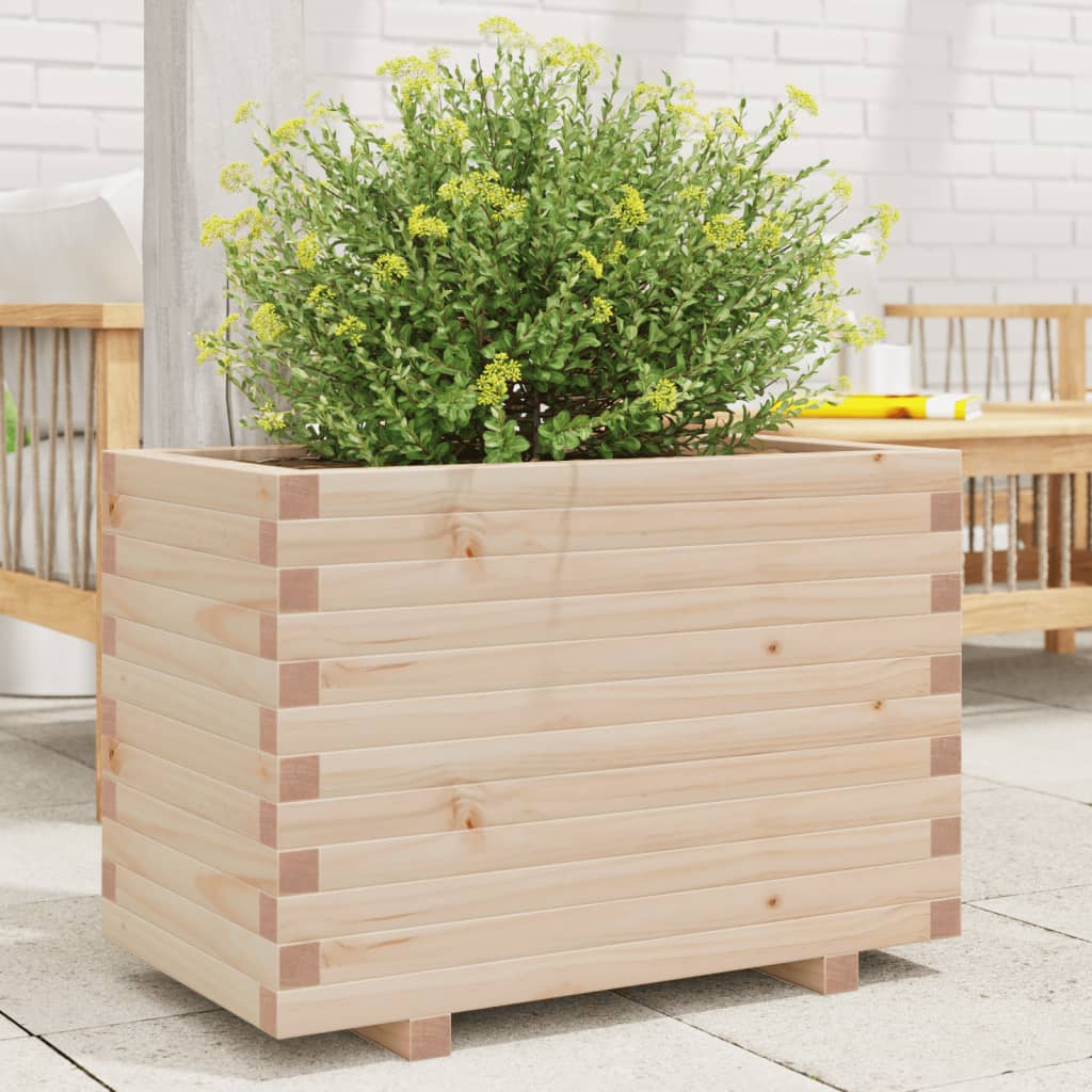 Fioriera Da Giardino 70x40x49,5 Cm In Legno Massello Di Pino