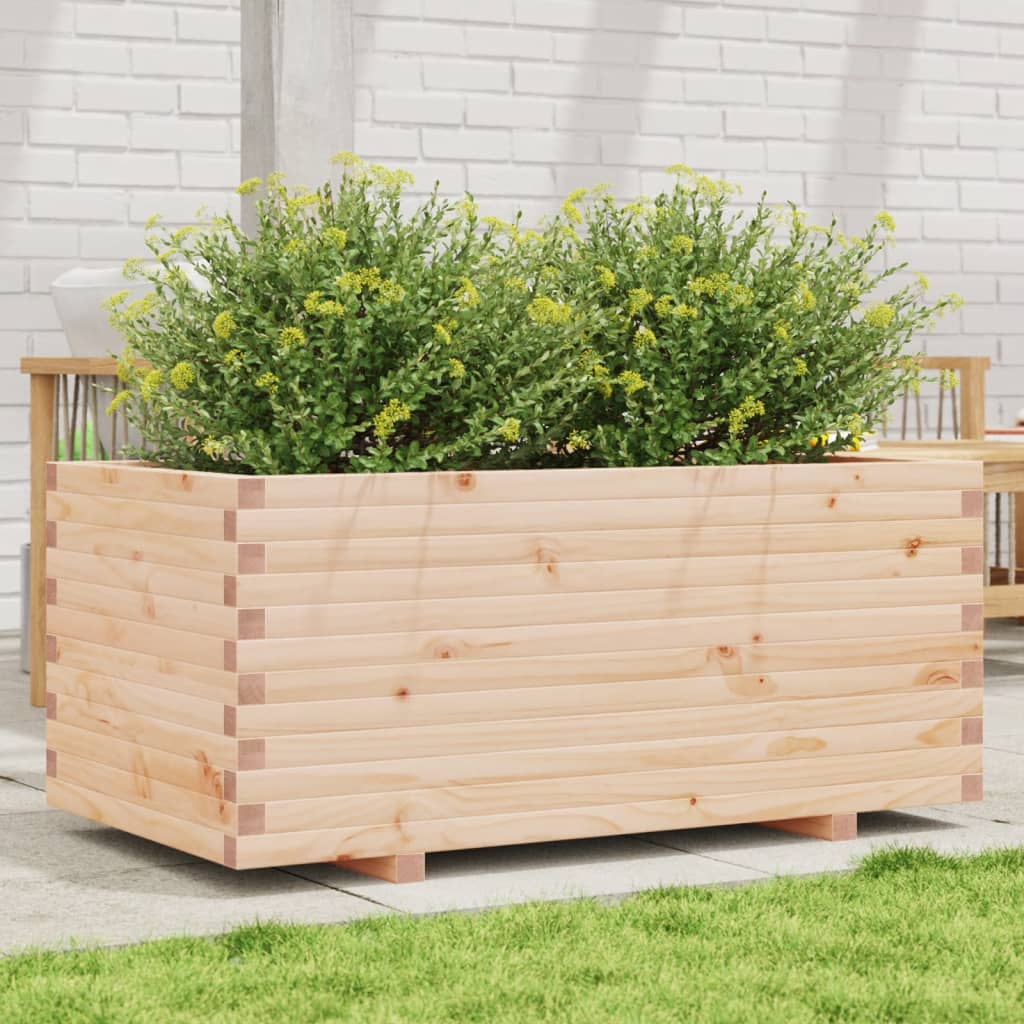 Fioriera Da Giardino 110x60x49,5 Cm In Legno Massello Di Pino