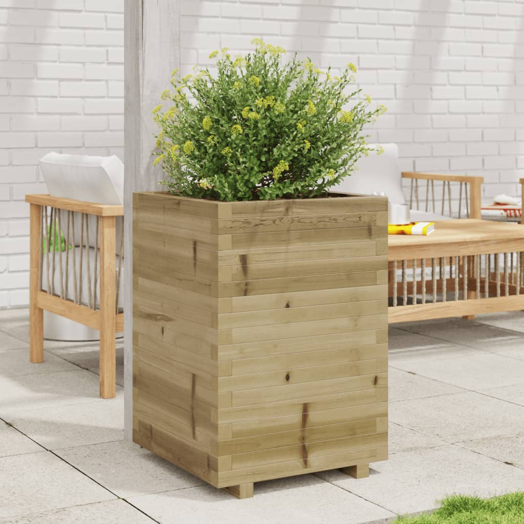 Fioriera Da Giardino 50x50x72,5 Cm In Legno Di Pino Impregnato