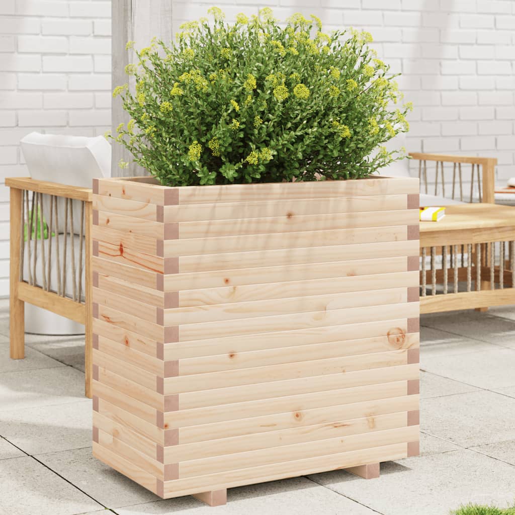 Fioriera Da Giardino 70x40x72,5 Cm In Legno Massello Di Pino