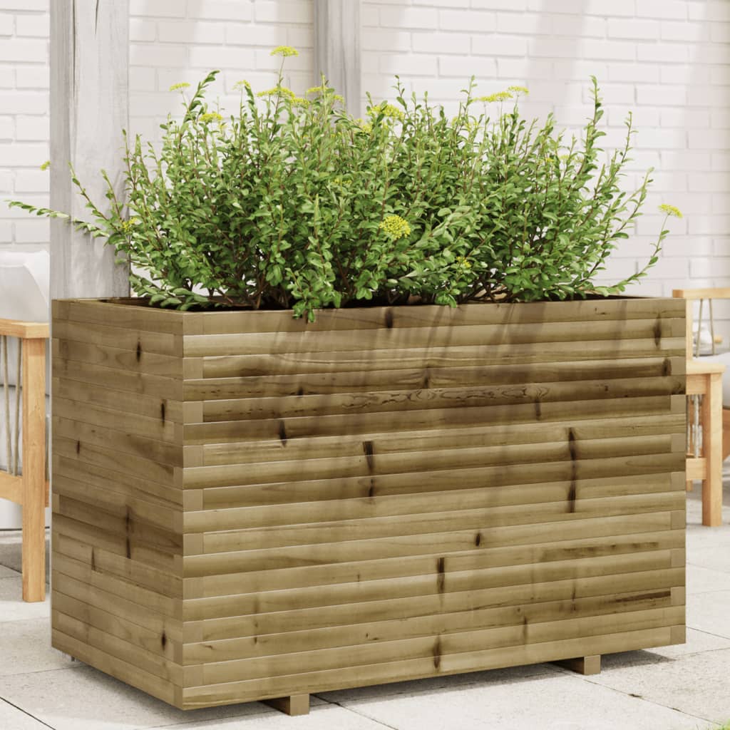 Fioriera Da Giardino 110x60x72 Cm In Legno Di Pino Impregnato