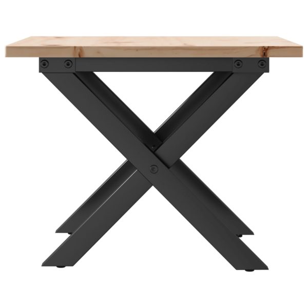 Tavolino Da Salotto Telaio A X 40x40x35 Cm Legno Pino E Acciaio - Image 5