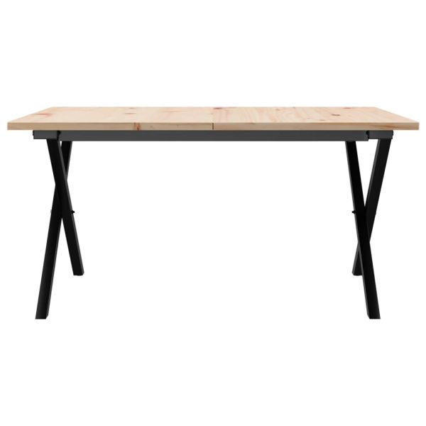 Tavolino Da Salotto Telaio A X 80x80x45 Cm Legno Pino E Acciaio - Image 4
