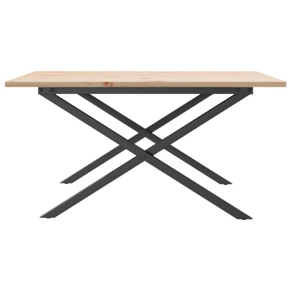 Tavolino Da Salotto Telaio A X 80x80x45 Cm Legno Pino E Acciaio - Image 5